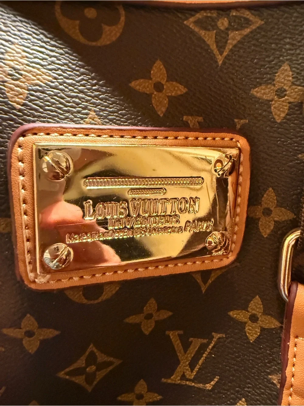 Source Unknown Brown Monogram bag with Tan Trim